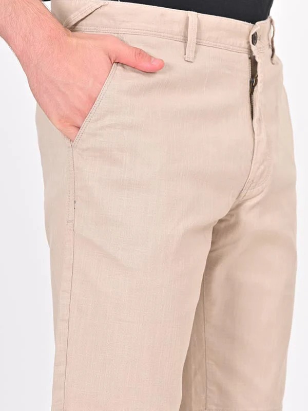 Indian Terrain Men's Regular Fit Solid Beige Shorts